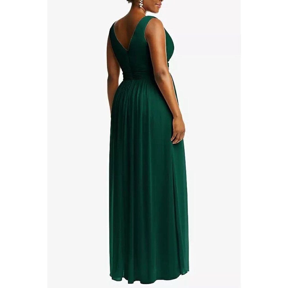 DESSY COLLECTION Sleeveless Draped Chiffon Maxi Dress Women 16 Hunter Green NWOT - Picture 2 of 11